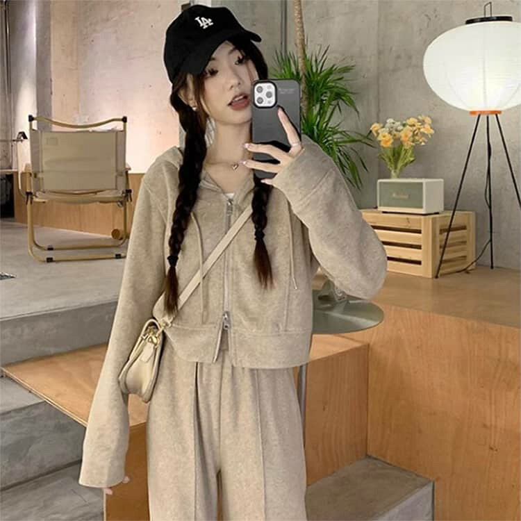 ワイドパンツ セットアップ カジュアル 着痩せ 上下セット スウェット 長袖 韓国ファッション レディース 綿混 ジャージ フード付き パーカー 運動着 秋 冬 ルームウェア 部屋着 スポーツウェア 春 ゆったり 体型カバー スウェット 大人可愛い 通勤 通学 anomaly-10013436 ANOMALY サンプル画像2