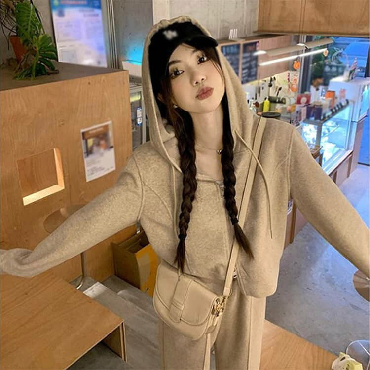 ワイドパンツ セットアップ カジュアル 着痩せ 上下セット スウェット 長袖 韓国ファッション レディース 綿混 ジャージ フード付き パーカー 運動着 秋 冬 ルームウェア 部屋着 スポーツウェア 春 ゆったり 体型カバー スウェット 大人可愛い 通勤 通学 anomaly-10013436 ANOMALY サンプル画像3
