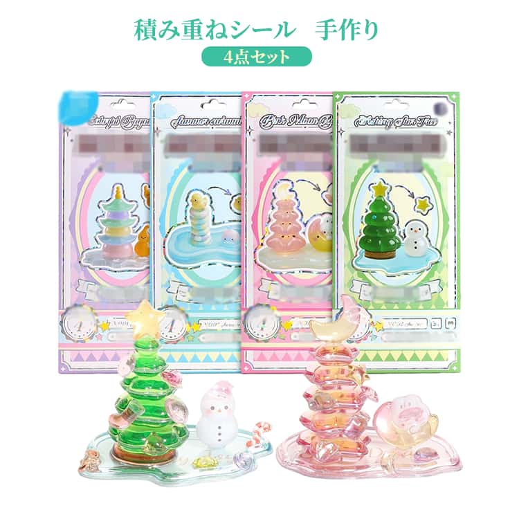 乐天商城 - 3D立体 ダック キラキラ 重ね貼り 手作り ぷくぷくシール うさぎ DIY ぷくぷく立体シール 積み重ねシール 4点セット ぷっくりシール 動物 装飾 かわいい 可愛い シール ぷっくりシール 3Dシール 4点セット 立体 DIY 装飾