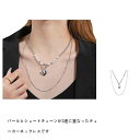 ネックレス 2連 ハート パール チタン スチール ダブル レイヤー ネックレス ニッチ デザイン センス コンビネーション 鎖骨 チェーン おしゃれ レトロ ...