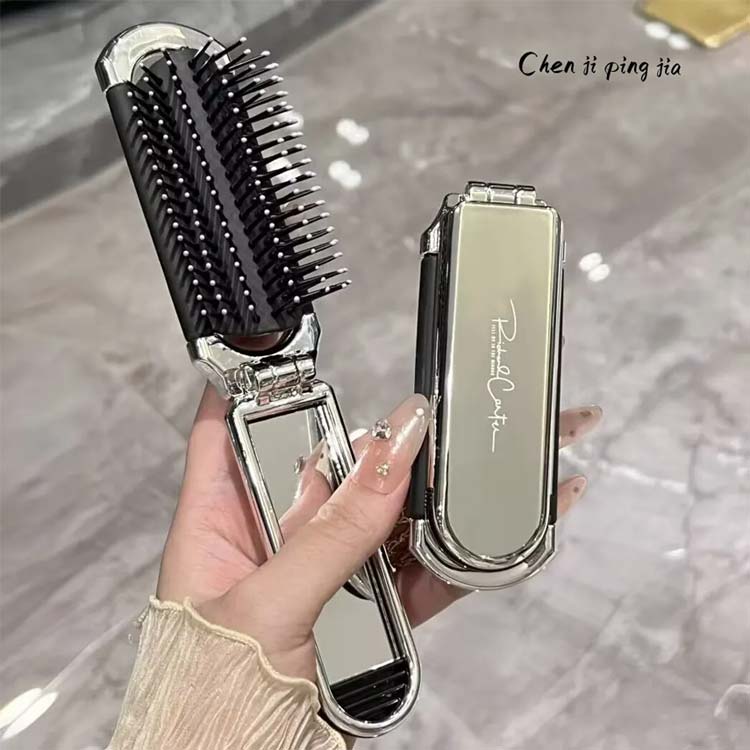 鏡付き 折りたたみヘアブラシ ミラー付き くし ヘアブラシ ブラシ 頭皮マッサージ 折りたたみ ミニ 持ち運び 携帯便利 軽量 櫛 くし 旅行 外出 通勤 通学 入院用 出張 子供も使える ハンディブラシ シルバー 可愛い おしゃれ anomaly-10004264 ANOMALY サンプル画像2