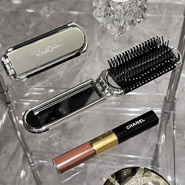 鏡付き 折りたたみヘアブラシ ミラー付き くし ヘアブラシ ブラシ 頭皮マッサージ 折りたたみ ミニ 持ち運び 携帯便利 軽量 櫛 くし 旅行 外出 通勤 通学 入院用 出張 子供も使える ハンディブラシ シルバー 可愛い おしゃれ anomaly-10004264 ANOMALY サンプル画像3