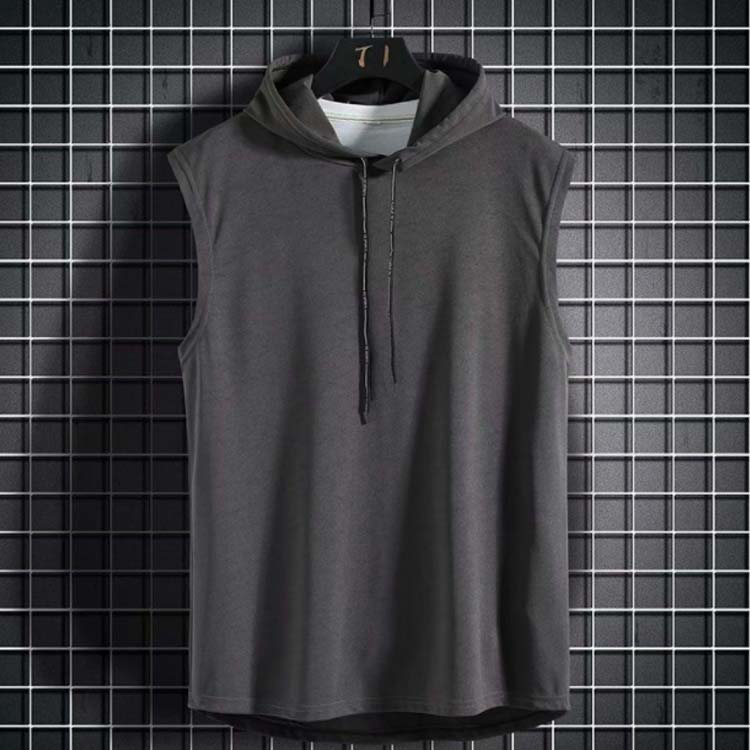 フード付き プルオーバー パーカー ノースリーブ tシャツ 接触冷感 シンプル プルオーバーベスト 夏 涼感 ひんやり カジュアル 春 夏 秋 トップス