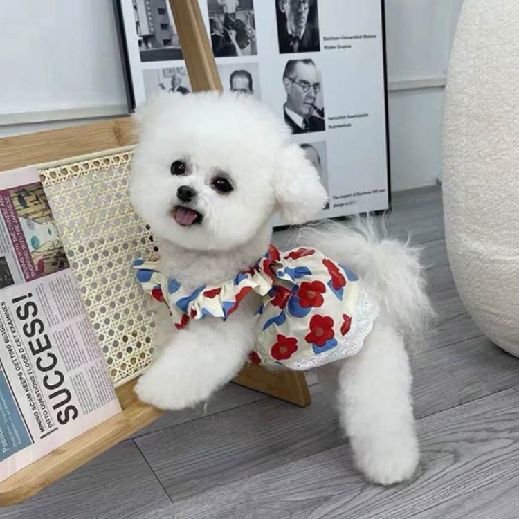 ペット服 ドッグウエア 花柄 総柄 ワンピース 犬服 猫服 フリル レース メロウ 春 夏 袖なし 小型犬 中型犬 大型犬 女の子 カジュアル お散歩 秋 おしゃれ 可愛い 大きいサイズ 小さいサイズ 【送料無料】 2