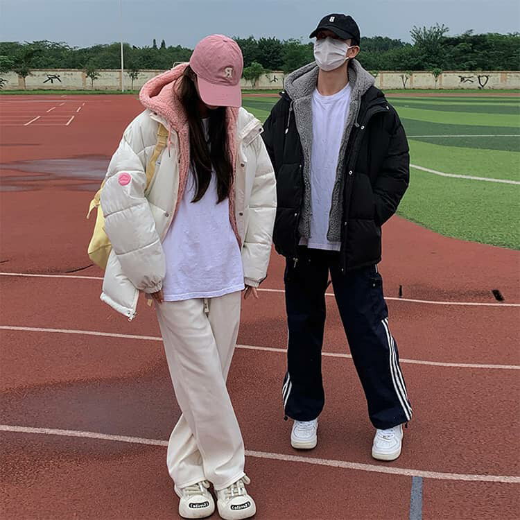 フェイクレイヤード ボア 重ね着風 ダウンジャケット ブルゾン 中綿 アウター カジュアル フェイクダウン ジャケット 無地 防寒着 レイヤード 重ね着風ジャケット ダウンジャケット フード付き オシャレ 大きいサイズ ブラック