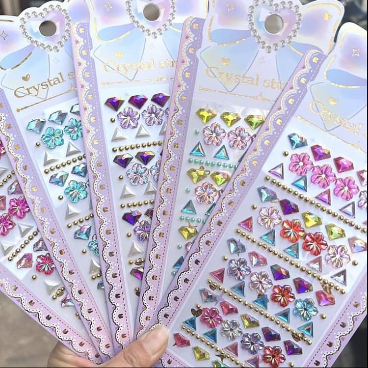 宝石シール 可愛い ボンボン かわいい ハート 立体 マーメイド フラワー リボン ぷっくり オーロラ 5枚組 デコ シール キラキラ 韓国 キラキラ きらきら デコレーション ぷっくりシール ぷくぷく デコ 5枚組 シール ご褒美 ドロップ シール交換 人気 3