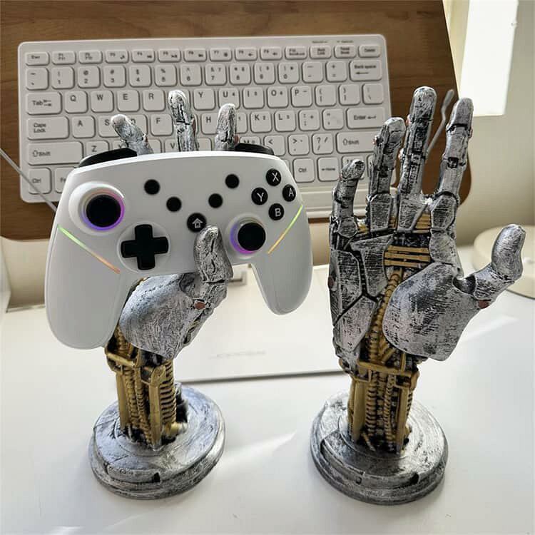 ANOMALYのオブジェ ヘッドホンスタンド サイバーパンク風 ゲームコントローラー スタンド 手 ハンドトレー 小物置き アクセサリー ロボットアーム コントローラースタンド ヘッドフォン 収納ラック 送料無料 卓上 ヘッドホン ハンガー｜アングル2