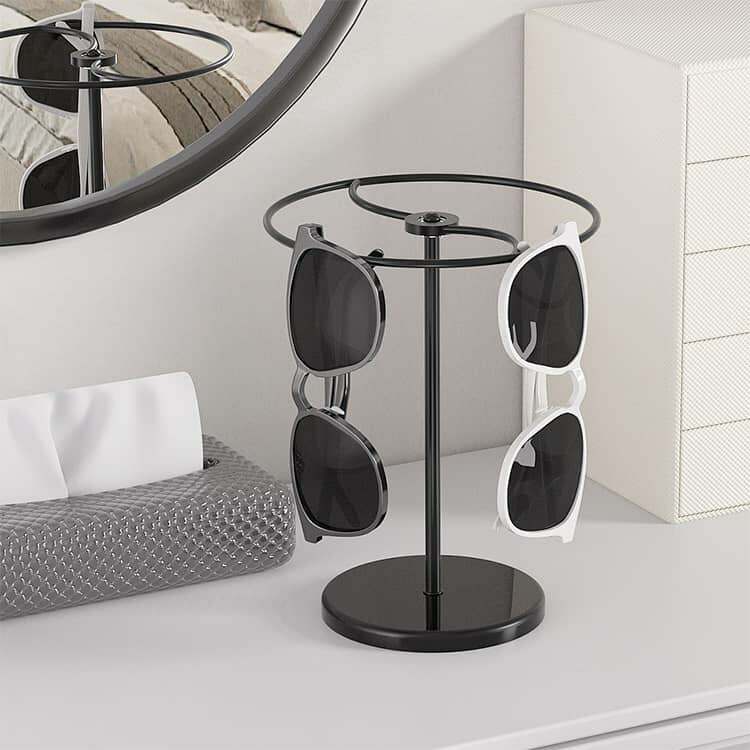 メガネ掛け サングラススタンド 金属製 アクセサリースタンド 【回転式】メガネスタンド 眼鏡・サングラス収納 フック 見せる収納 【回転式】メガネスタンド 最大10個掛け ネックレス ディスプレイ 送料無料 スタンド インテリア ブラック