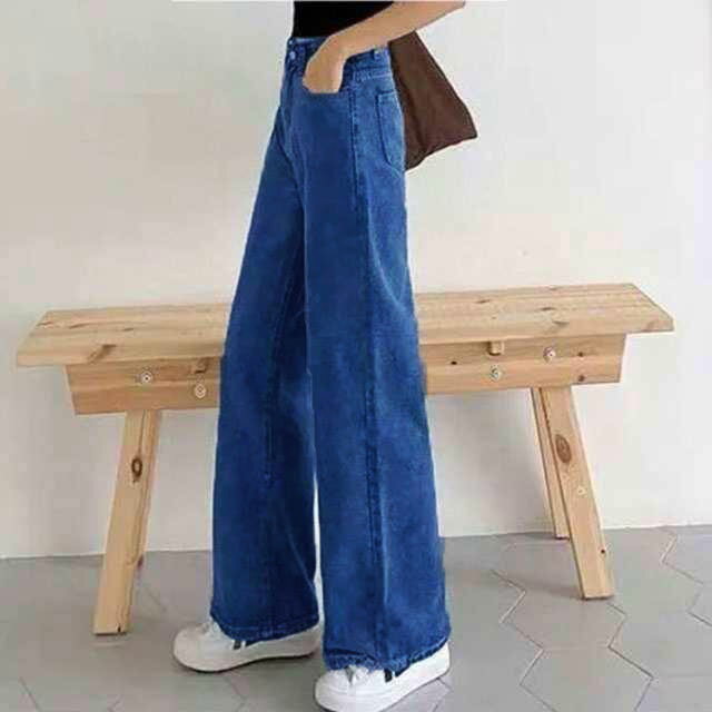 デニムパンツ レディース ワイドパンツ ジーンズ ガウチョパンツ ハイウエスト ボ...