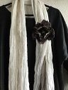 1点物♪リネンのお洋服にぴったり♪オリジナル!ハンドメイドのミックスリネンお花くしゅくしゅコサージュ