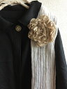 1点物♪リネンのお洋服にぴったり♪オリジナル!ハンドメイドの生成りリネンお花くしゅくしゅコサージュ