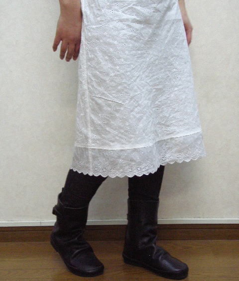 花柄レースペチコートスカート/白