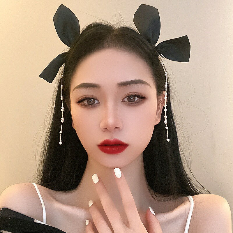 楽天another me （アナザーミー）リボン ヘアピン ヘアクリップ ヘアアクセサリー レディース ブラック 女性 韓国ファッション 韓国アクセサリー ダンス 衣装 コスプレ ストリート ロック パンク ヒップホップ おしゃれ かわいい かっこいい