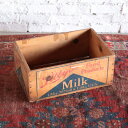 【中古】 木箱 ウッドボックス ヴィンテージ 収納 収納ボックス 小物入れ 木製 MILK 運搬箱 アメリカ 雑貨 アドバタイジング オリジナル インダストリア...