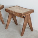 ピエール ジャンヌレ スツール オットマン ラタン 古材 チーク ビルマチーク 椅子 ブラウン Pierre Jeanneret Low Cane Stool リプロダクト ピエールジャンヌレ ル コルビュジエ インダストリアル レトロ 男前 北欧 ブルックリンスタイル 工業系 カフェ インド おしゃれ