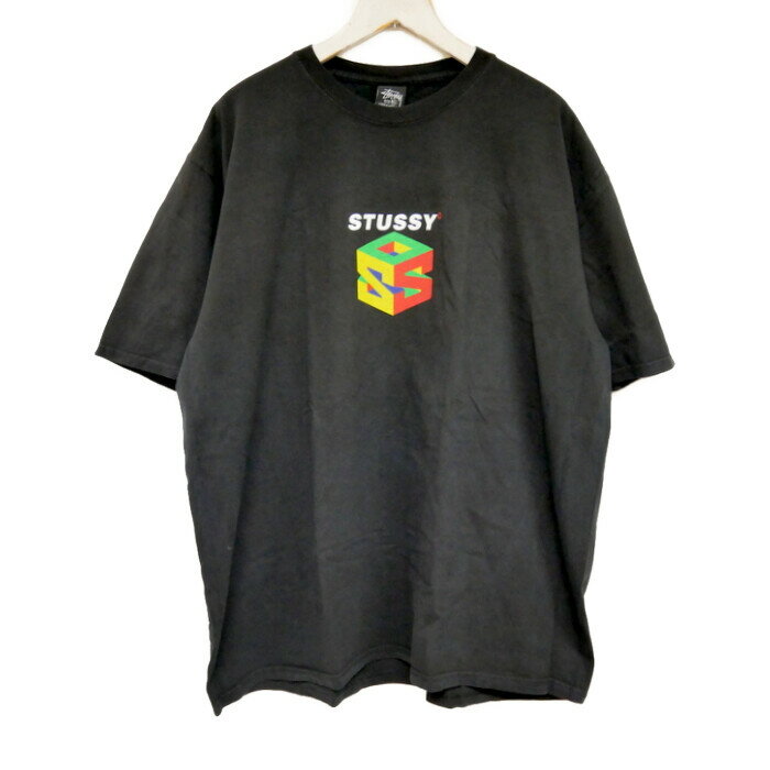 STUSSY ステューシー 国内正規 23SS S64 PIGMENT DYED TEE キューブロゴ ピグメントダイ Tシャツ Black ブラック 黒 XL【中古】