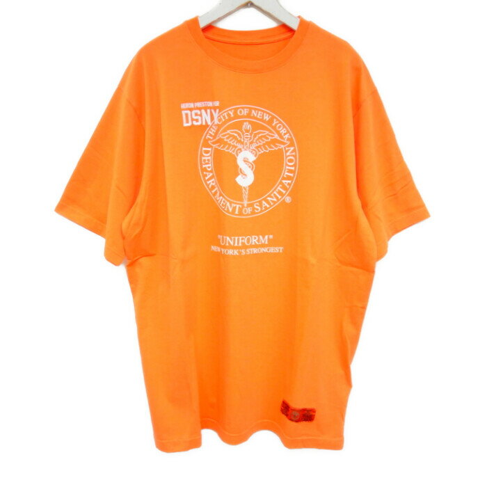 HERON PRESTON ヘロンプレストン 国内正規 DSNY JERSEY T-SHIRT SS Tシャツ バックアーチロゴ HMAA001S186320571901 定価35200円 ORANGE WHITE オレンジ L