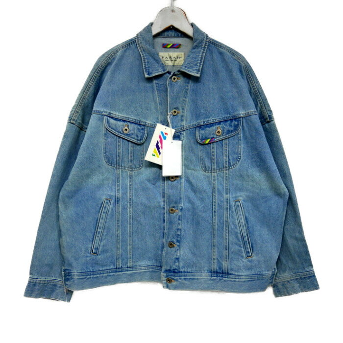 FARAH×is-ness ファーラー イズネス 国内正規 22SS WIDE TRUCKER JACKET デニムジャケット ワイドトラッカージャケット サイドスリット 定価46200円 INDIGO 青 L