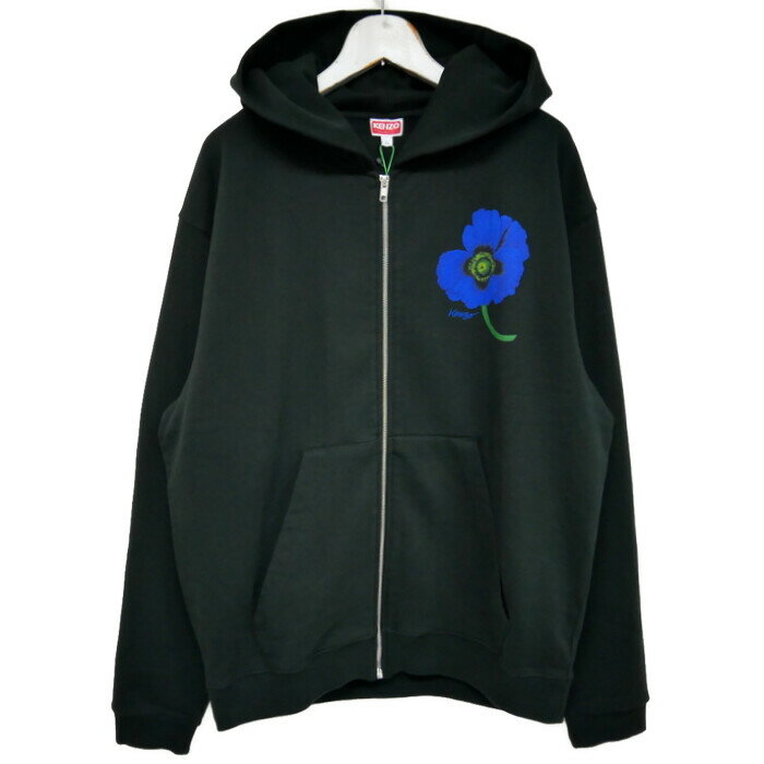 KENZO by NIGO ケンゾー ニゴー 国内正規 22AW SEASONAL GRAPHIC CLASSIC ZIP HOODIE POPPY ポピージップパーカー フーディー FC65SW4244MF 定価68200円 BLACK ブラック 黒 XL