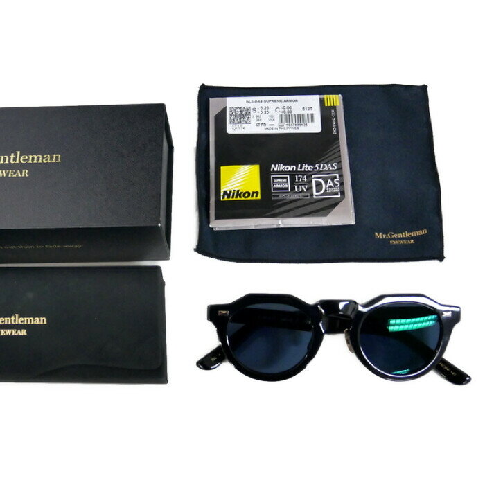 Mr.Gentleman EYEWEAR ミスタージェントルマン 国内正規 CHARLIE チャーリー クラウンパント めがね サングラス 日本製 Black ブラック 黒 46□24-147【中古】