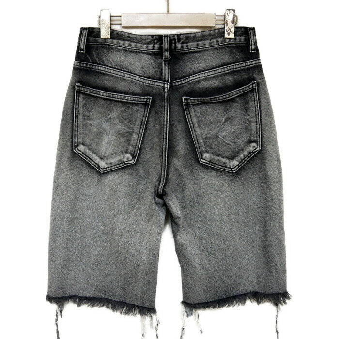 THUG CLUB サグクラブ カットオフダブルニーデニムパンツ デニムショーツ スタッズ装飾 TC23PT0501 BLACK ブラック 黒 1【中古】