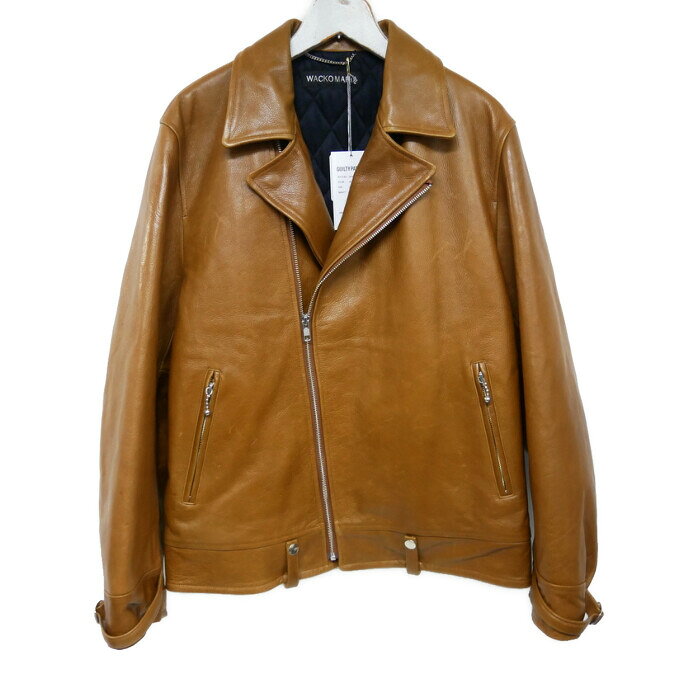 WACKO MARIA ワコマリア 国内正規 24AW LEATHER DOUBLE RIDERS JACKET TYPE-1 レザーライダースジャケット ダブルライダース 24FW-WMO-BL03 定価170500円 BROWN ブラウン 茶 L【中古】