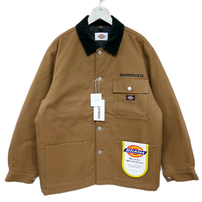 WACKO MARIA×Dickies ワコマリア ディッキーズ 国内正規 24AW COVERALL JACKET カバーオールジャケット ダック生地 襟コーデュロイ 裏キルティング 24FW-WMO-DC01 BROWN ブラウン 茶 L【中古】