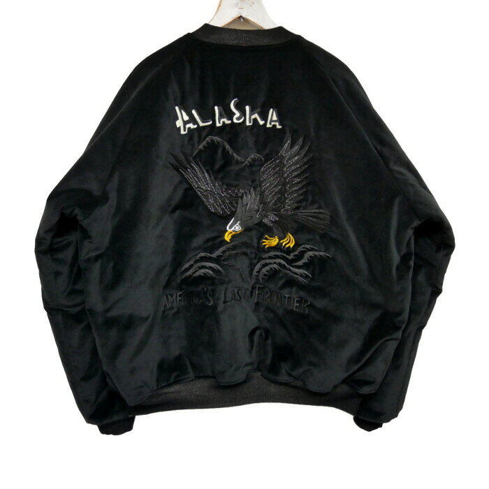 THREEFACE by TWOFACE VINTAGE CLOTHING スリーフェイス 国内正規 ALASKA REVERSIBLE SOUVENIR JACKET アラスカ ポーラーベア 別珍 日本製 BLACK NAVY ブラック ネイビー 黒 紺 巨大【中古】