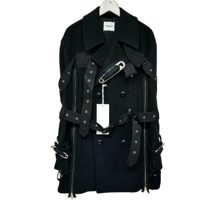 TAKAHIROMIYASHITA The Soloist ソロイスト 宮下貴裕 国内正規 21AW music staff strapped blanket pea coat ストラップ ブランケットPコート ケープコート ボンテージ sj.0005AW21 定価285890円 black ブラック 黒 one size FREE【中古】