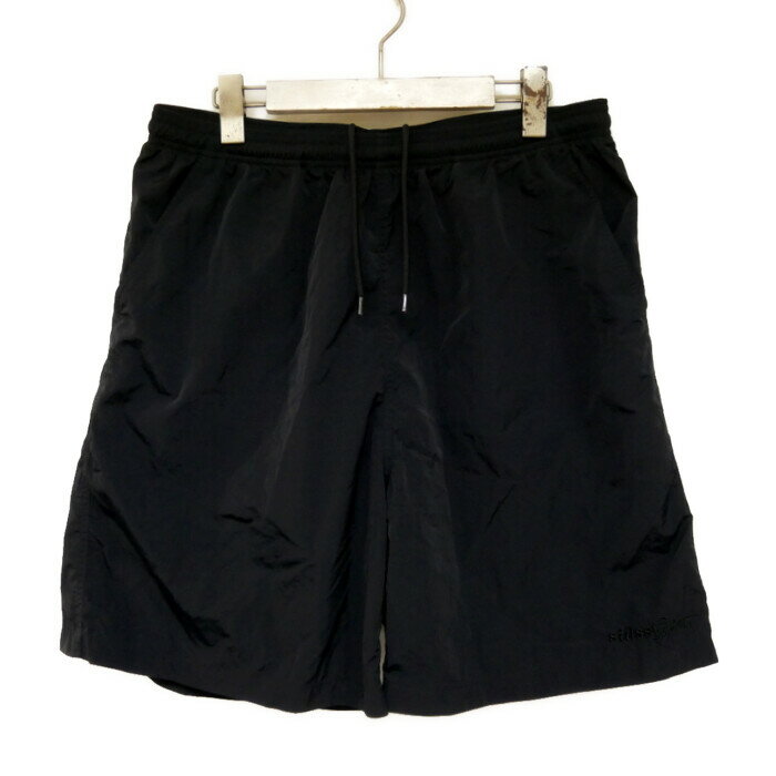 Rakuten - STUSSY ステューシー 国内正規 25SS NYLON COURT SHORT スポーツロゴ刺繍 ナイロンイージーショーツ コートショーツ BLACK ブラック 黒 L【中古】