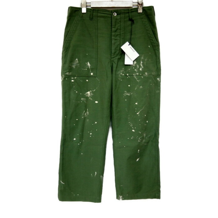 Rakuten - AURALEE オーラリー 国内正規 25AW WASHED BAGGY SATIN BLEACHED BAKER PANTS ウォッシュドバギーサテンブリーチド ベイカーパンツ A25AP01BP 定価57200円 OLIVE GREEN オリーブグリーン 4【中古】