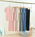 【ポイント3倍】 Tシャツ 9分丈 ワイド パンツ セットアップ レディース 上下 セット ストレッチ ビッグシルエット オーバーサイズ ゆったり リラックス ...