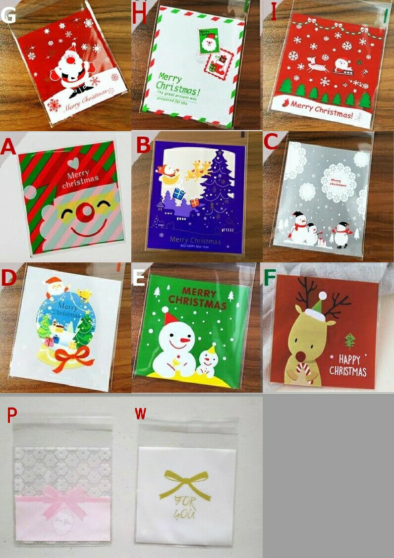 【ポイント5倍】 プレゼント袋 サンタクロース トナカイ シンプル 10枚セット 10cm×10cm テープ付きトラベル 旅行 ギフト プレゼント