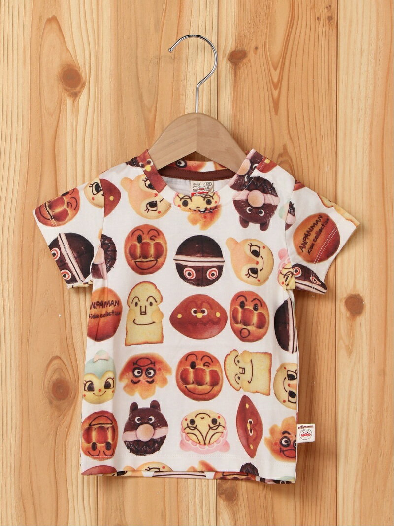 (K)パン柄Tシャツ_3 ANPANMAN KIDS COLLECTION アンパンマンキッズコレクション カットソー キッズカットソー ホワイト【送料無料】[Rakuten Fashion]