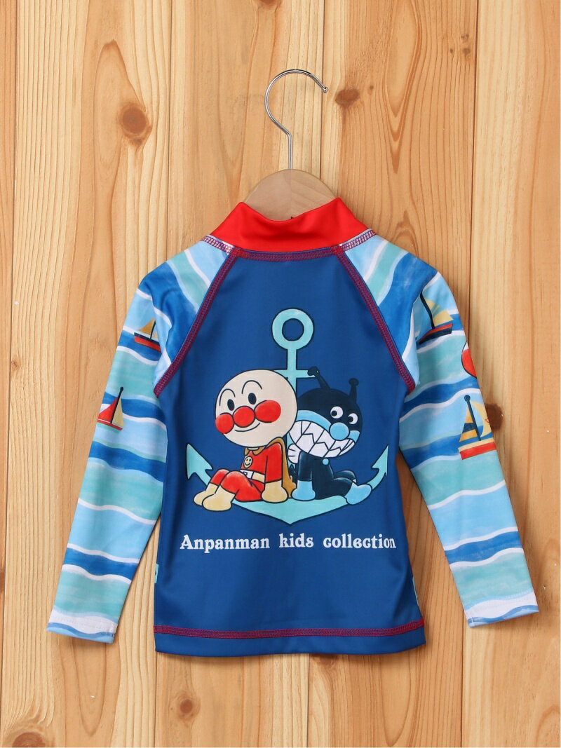 【SALE／30%OFF】(K)波ボーダー柄ラッシュガード ANPANMAN KIDS COLLECTION アンパンマンキッズコレクション スポーツ/水着 スイムグッズ ブルー【RBA_E】[Rakuten Fashion]