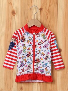 【SALE／30%OFF】(K)水玉ボーダー柄ラッシュガード ANPANMAN KIDS COLLECTION アンパンマンキッズコレクション スポーツ/水着 スイムグッズ レッド【RBA_E】[Rakuten Fashion]