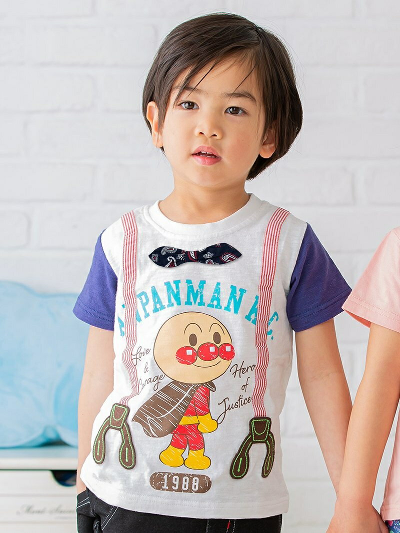 【SALE／50%OFF】APKC/(K)アンパンマン サスペンダーTシャツ ANPANMAN KIDS COLLECTION アンパンマンキッズコレクション カットソー キッズカットソー グリーン ホワイト【RBA_E】[Rakuten Fashion]