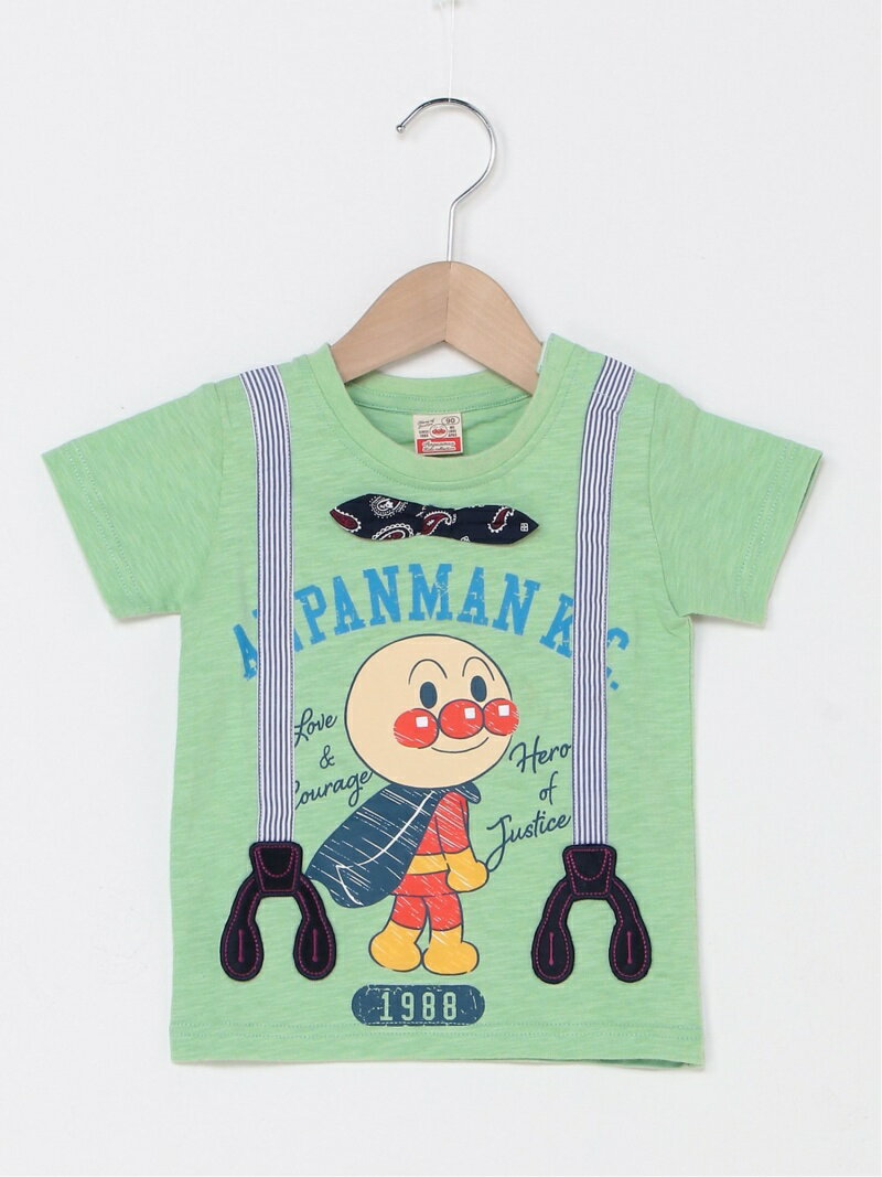 【SALE／50%OFF】APKC/(K)アンパンマン サスペンダーTシャツ ANPANMAN KIDS COLLECTION アンパンマンキッズコレクション カットソー キッズカットソー グリーン ホワイト【RBA_E】[Rakuten Fashion]