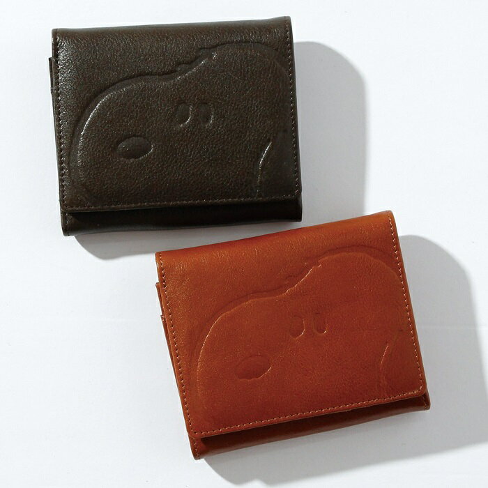 Snoopy Leather Collection/スヌーピー/PEANUTS/ピーナッツ/FACEシリーズ/二つ折れ/二つ折り財布/ミニ財布/本革/レザー/ギフト/プレゼント