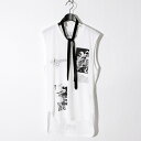 2905105 / BLACK HONEY CHILI COOKIE/Print No SleeveV Neck(w/TIE)/ノースリーブ/機能素材/WHITE/ホワイト/白