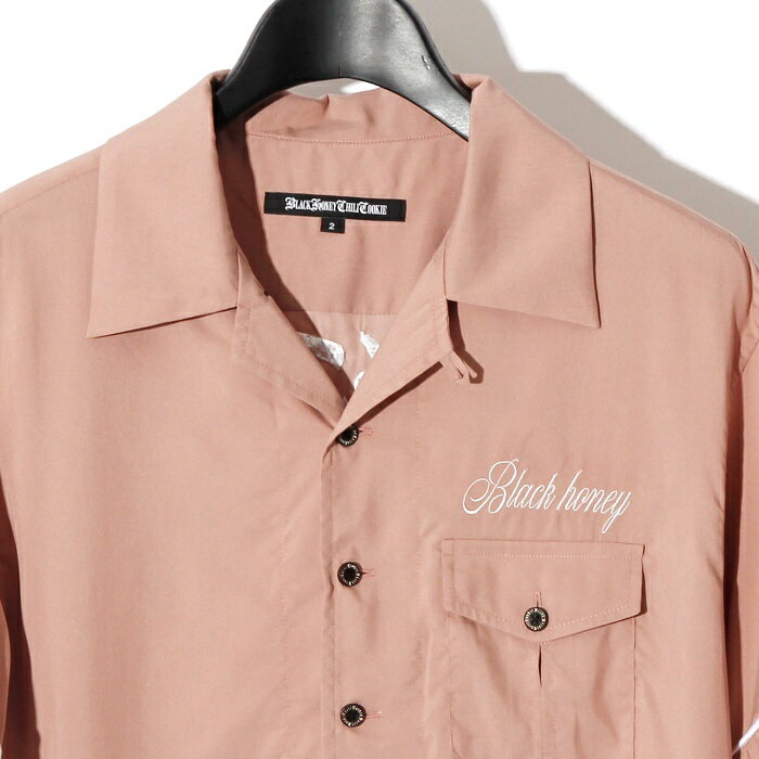 2905601 / BLACK HONEY CHILI COOKIE/KISS & KILL Embroydery S/S ShirtSS シャツ/オープンカラー/開襟/刺繍/半袖/PINK/ピンク