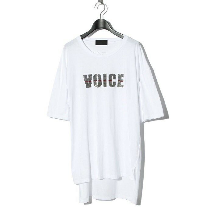 220210109 / ys Yuji SUGENO/Sequin Embroidery Hemstep Big T / VOICE -WHITE/Tシャツ/半袖/SS Tee/スパンコール白/ホワイト