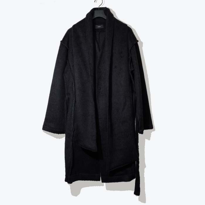 210520301 / ys Yuji SUGENO / パイルシャギーガウン / GAWN / KNIT / CARDIGAN / カーディガン / BLACK / ブラック / 黒
