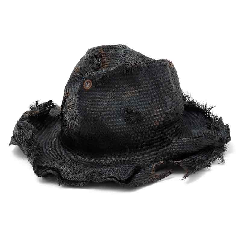 triangles hat / tgh-021 / Damege&Burned Double Sisol Eyelet Hat / BLACK / トライアングルズハット / パナマハット / ハット / HAN..