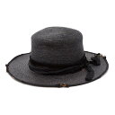 triangles hat / tgh-030 / Leather & Grosgrain Ribbon Flat Panama Hat / BLACK / gCAOYnbg / nbg / HANDMADE / Xq / UNISEX / jZbNX