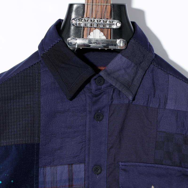 Cherry Sunburst / 2261S001 / REMAKE PATCH WORK HALF CHANGE GARMENT DYEING SHIRT / B:BLUE / チェリーサンバースト / TOPS / トップス