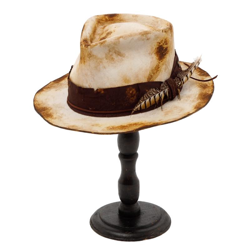 triangles hat / tgh-090 / Burned Dirty Feather Hat / BEIGE / トライアングルズハット / 中折れハット / HANDMADE / 帽子 / UNISEX / ユニセックス