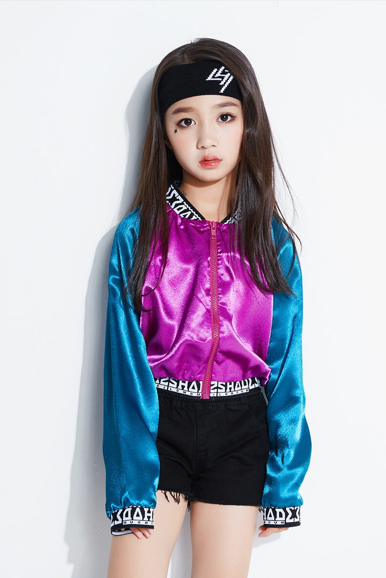 キッズ ダンス衣装 セットアップ 韓国 キッズダンス衣装 トップス 子供服 ヒップホップ キッズダンス ジャケット ショットパンツ 女の子 ファッション 演出服 女の子 舞台服 競技 練習着 キラキラ 激安 hiphop 110 120 130 140 150 160cm