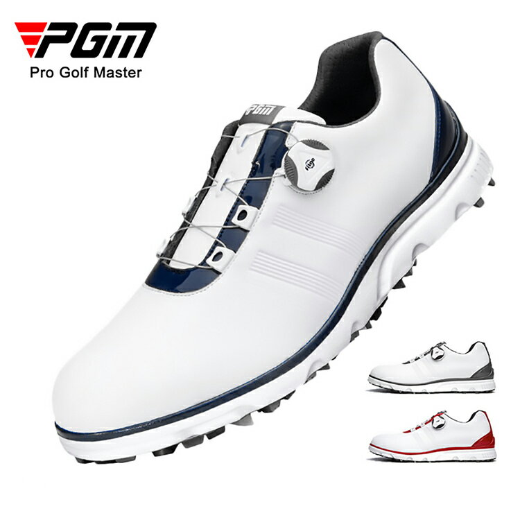 PGM プロ ゴルフシューズ スパイクレス メンズ ダイヤル ゴルフシューズ 赤 ダイヤル式 防水 スニーカータイプ ボア 白 ブルー 大きいサイズ 3E 幅広 横滑り防止 フィット感 軽量 動きやすい …