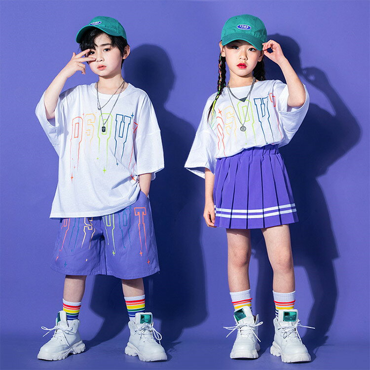 キッズダンス衣装 男の子 女の子 ヒップホップ tシャツ ホワイト 柄シャツ パンツ ショートパンツ スカート ミニスカート ダンス発表会 レッスン着 ジャス K-POP 派手 文化祭 学園祭演出服 かっこいい 新作 原宿系 k-pop 韓国 ファッション 練習着 派手 新品